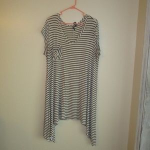Black and White Striped Tunic Plus Size